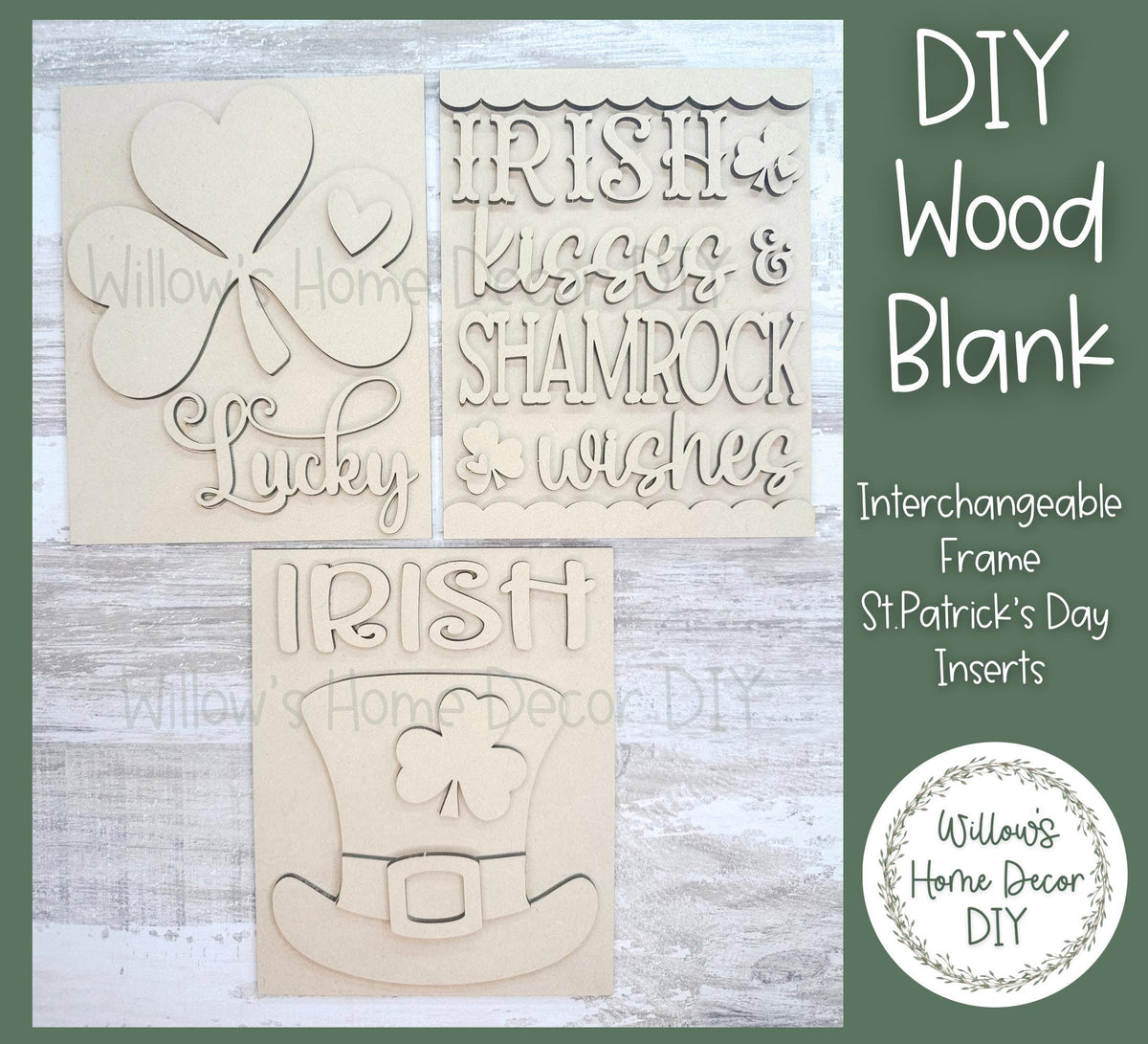 DIY Wood Blank Interchangeable Frame Add On - St. Patrick’s Day - Lucky Irish