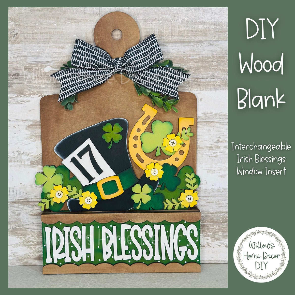 DIY Interchangeable Window Box Add-On Irish Blessings | St. Patrick's Day Wood Craft Blank
