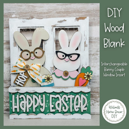 DIY Interchangeable Window Box Add-On Bunny Couple | Easter Wood Craft Blank