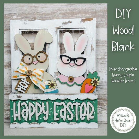 DIY Interchangeable Window Box Add-On Bunny Couple | Easter Wood Craft Blank