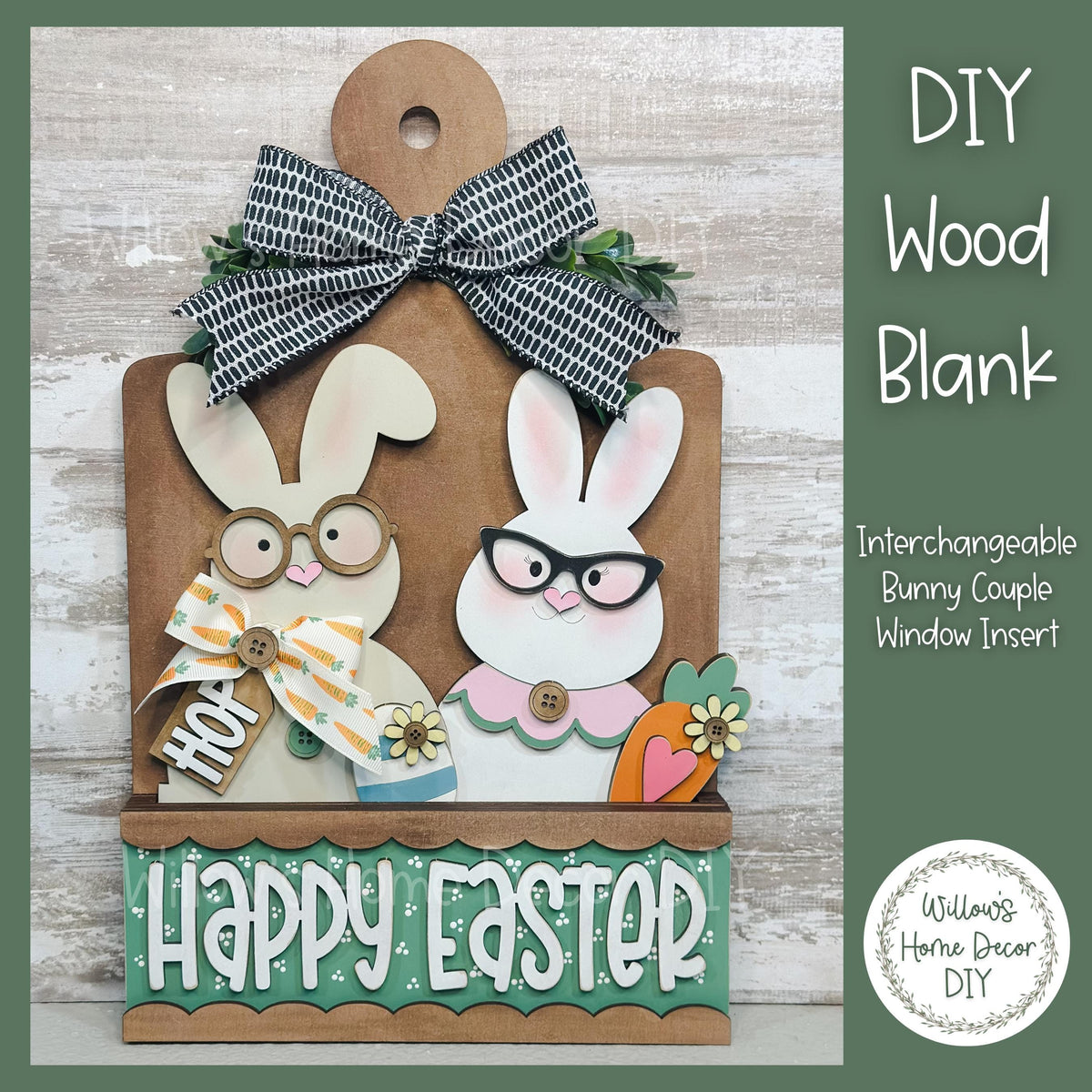 DIY Interchangeable Window Box Add-On Bunny Couple | Easter Wood Craft Blank