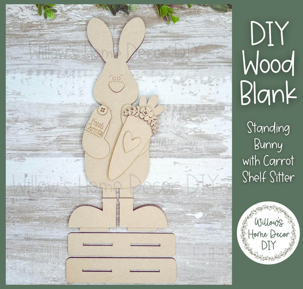 DIY Standing Bunny With Carrot – Easter Shelf Sitter Craft Blank