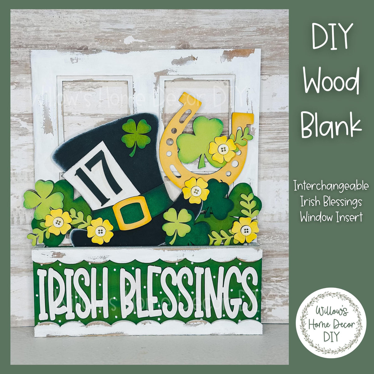 DIY Interchangeable Window Box Add-On Irish Blessings | St. Patrick's Day Wood Craft Blank