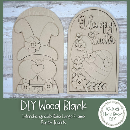 DIY Interchangeable Boho Arch Frame Insert - Prim Bunny - Happy Easter - Wood Craft Blank - Mantle Shelf Decor- Seasonal Sign