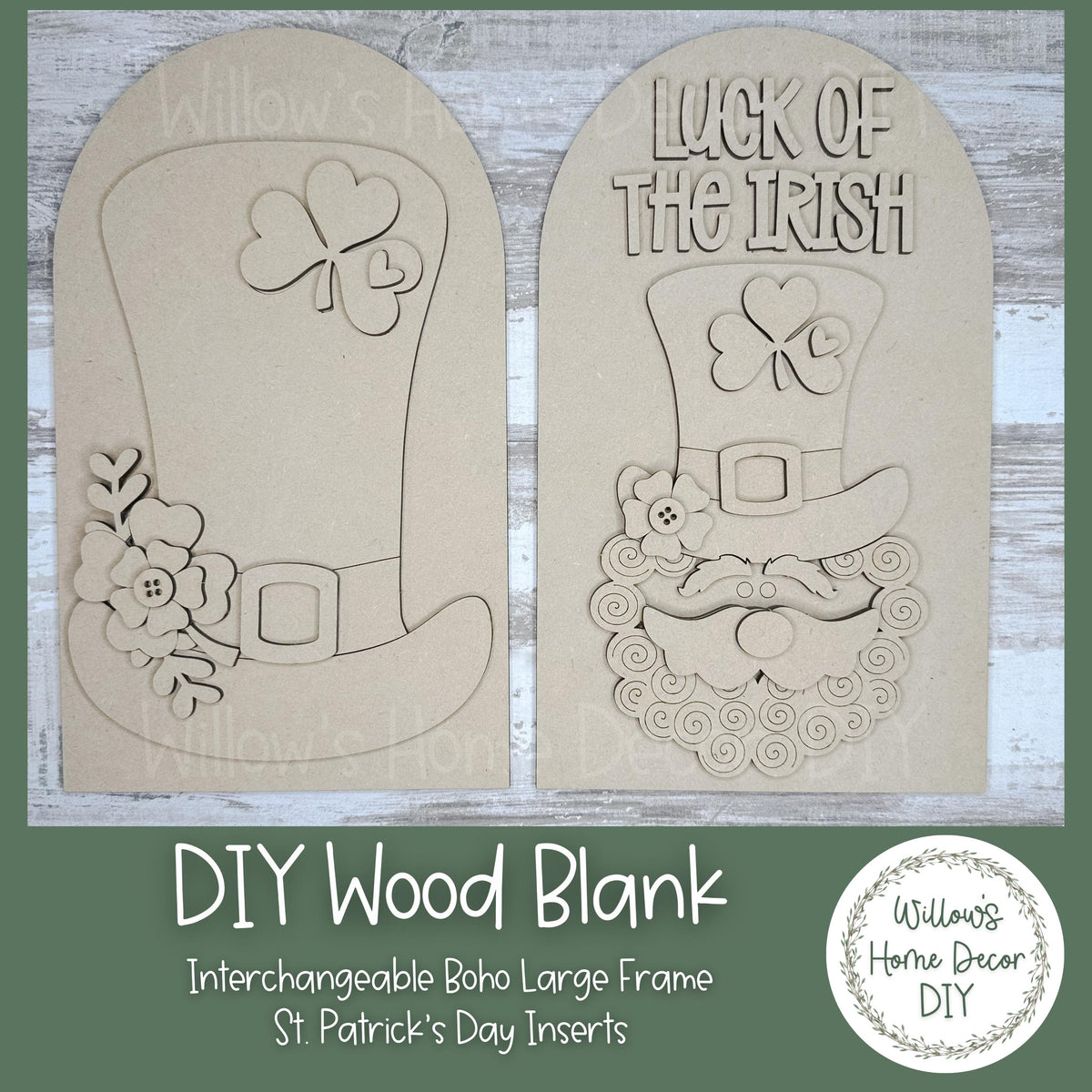DIY Interchangeable Boho Arch Frame Insert - St. Patrick’s Day - Leprechaun - Wood Craft Blank - Mantle Shelf Decor- Seasonal Sign