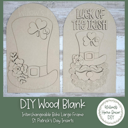 DIY Interchangeable Boho Arch Frame Insert - St. Patrick’s Day - Leprechaun - Wood Craft Blank - Mantle Shelf Decor- Seasonal Sign
