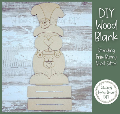 DIY Wood Blank - Prim Standing Bunny Shelf Sitter - Unfinished Craft
