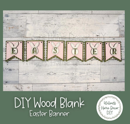 DIY Wood Blank - Easter Bunny Banner - Unfinished Craft