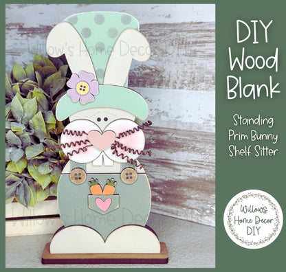 DIY Wood Blank - Prim Standing Bunny Shelf Sitter - Unfinished Craft