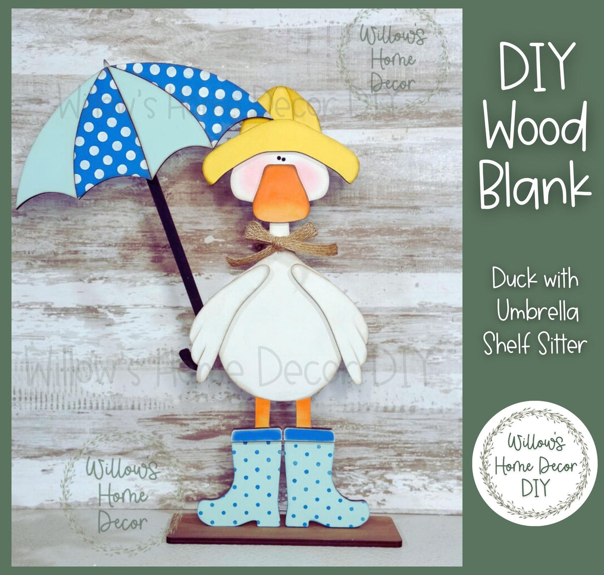 DIY Wood Blank Duck with Umbrella | Primitive Spring Decor | Craft Sign Kit