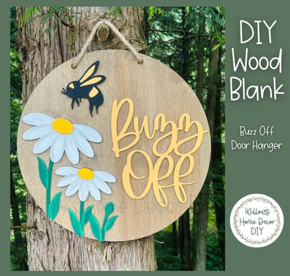 DIY Wood Blank Buzz Off Bee Door Hanger | Spring Summer Porch Decor | Craft Sign Kit