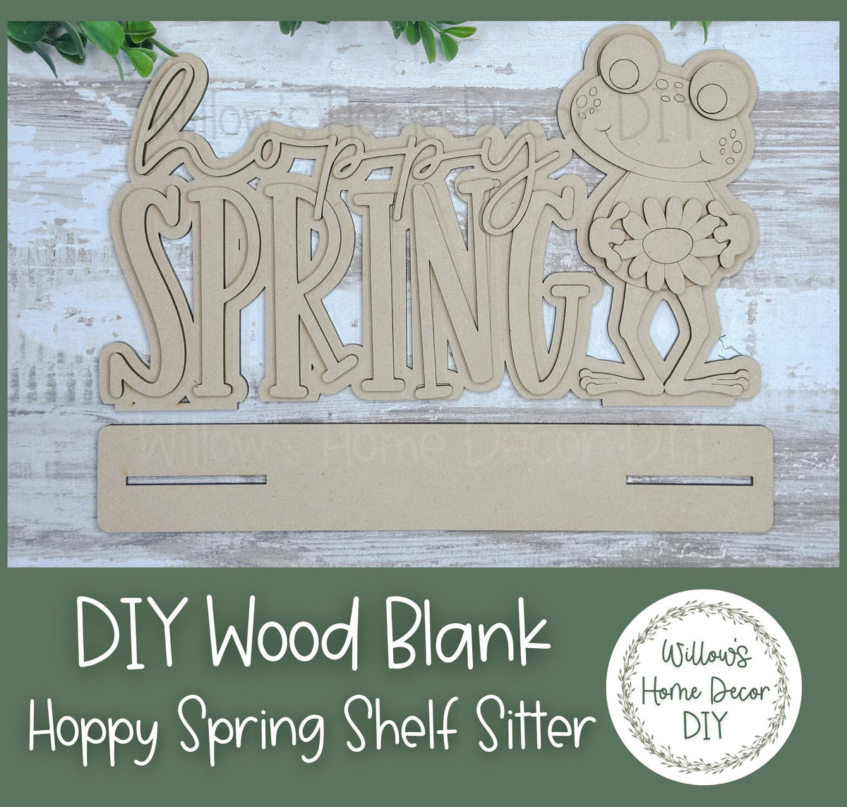 DIY Wood Blank | Frog Shelf Sitter | Hoppy Spring Decor | Craft Sign Kit