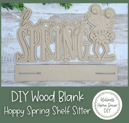 DIY Wood Blank | Frog Shelf Sitter | Hoppy Spring Decor | Craft Sign Kit