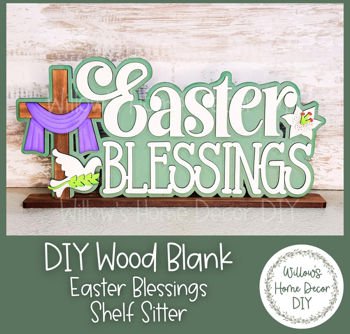 Easter Blessings Shelf Sitter | DIY Wood Blank | Spring Decor | Craft Sign Kit