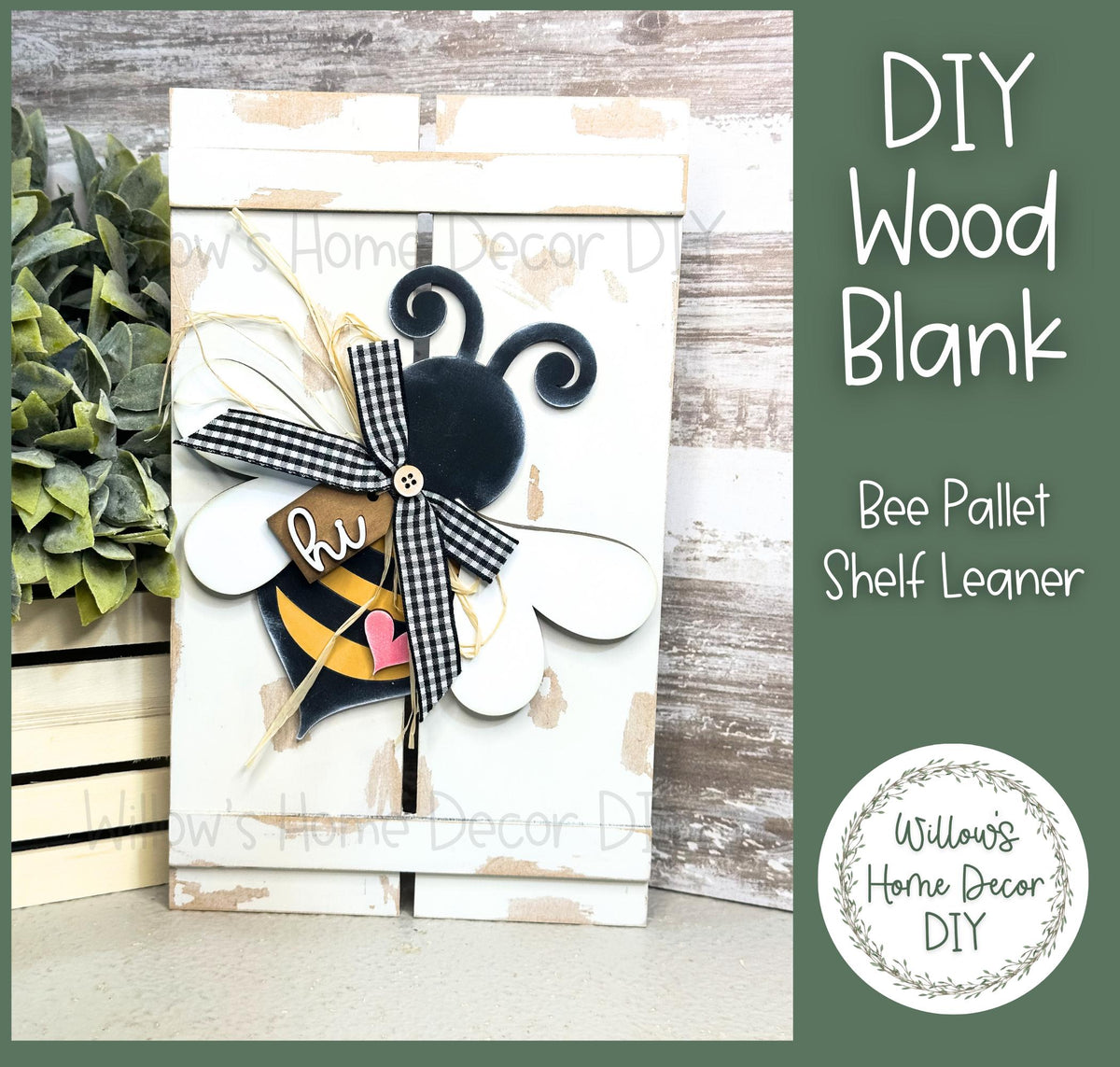 Bee Pallet Shelf Leaner | DIY Wood Blank | Spring Summer Decor | Craft Sign Kit