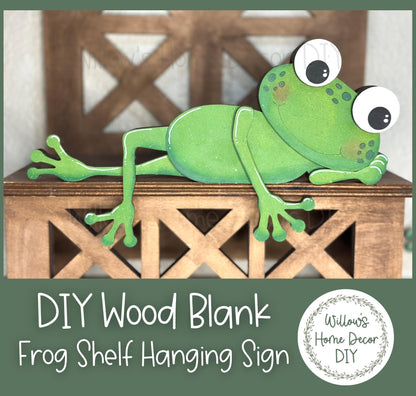 DIY Wood Blank | Frog Hanging Shelf Sitter | Spring Decor | Craft Sign Kit