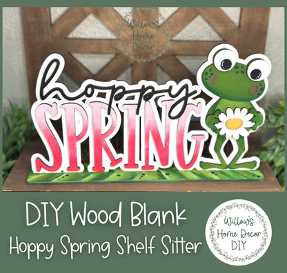 DIY Wood Blank | Frog Shelf Sitter | Hoppy Spring Decor | Craft Sign Kit