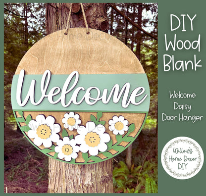 DIY Wood Blank | Daisy Door Hanger | Spring Floral Welcome Sign | Unfinished Craft