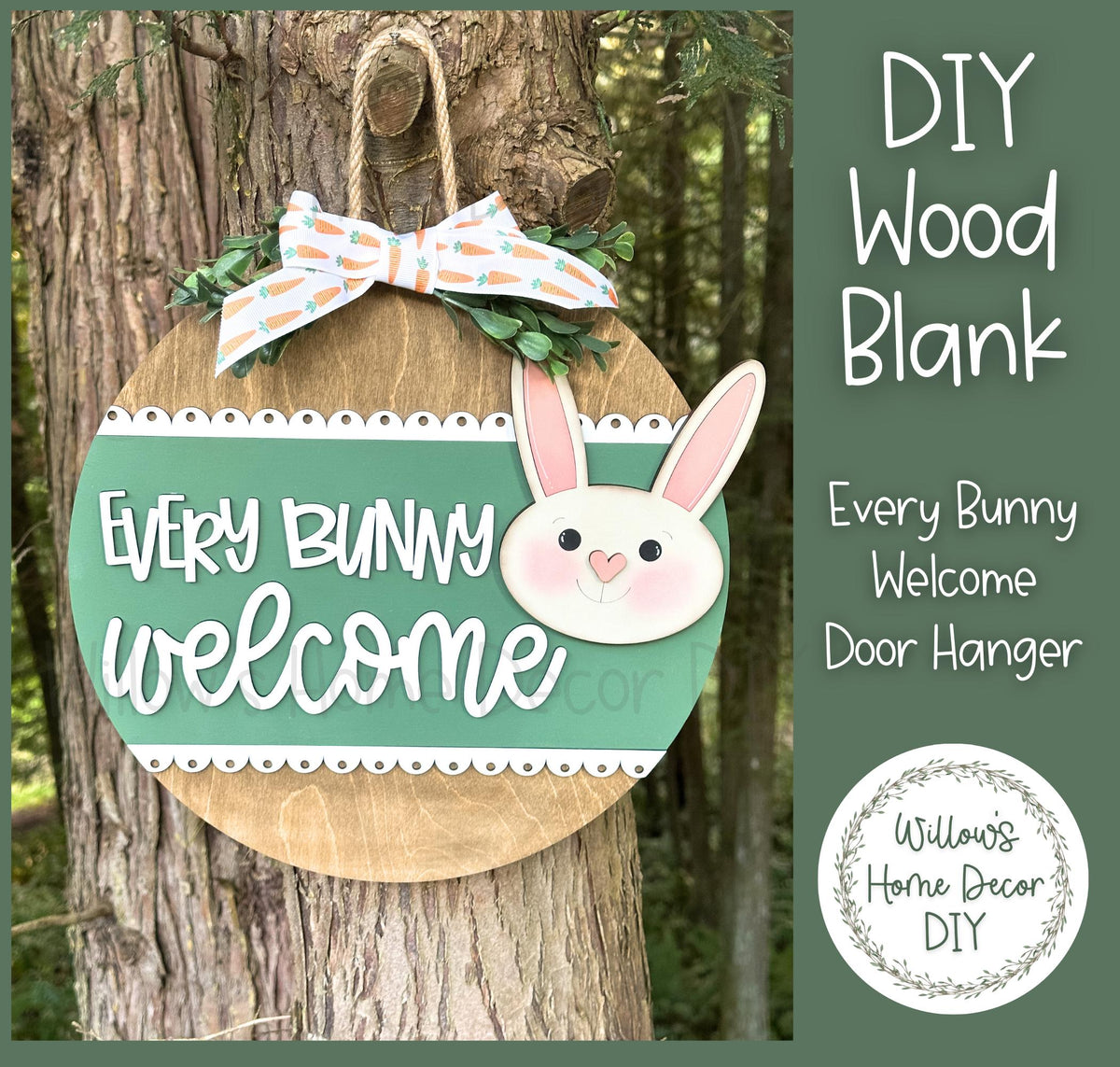 Every Bunny Welcome Door Hanger | Easter DIY Wood Blank | Front Porch Decor | Unfinished Craft