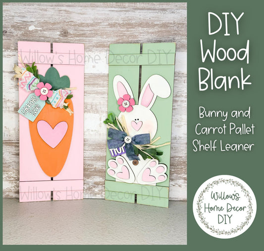 Carrot and Bunny Shelf Leaner | DIY Wood Blank | Spring Decor | Craft Sign Kit