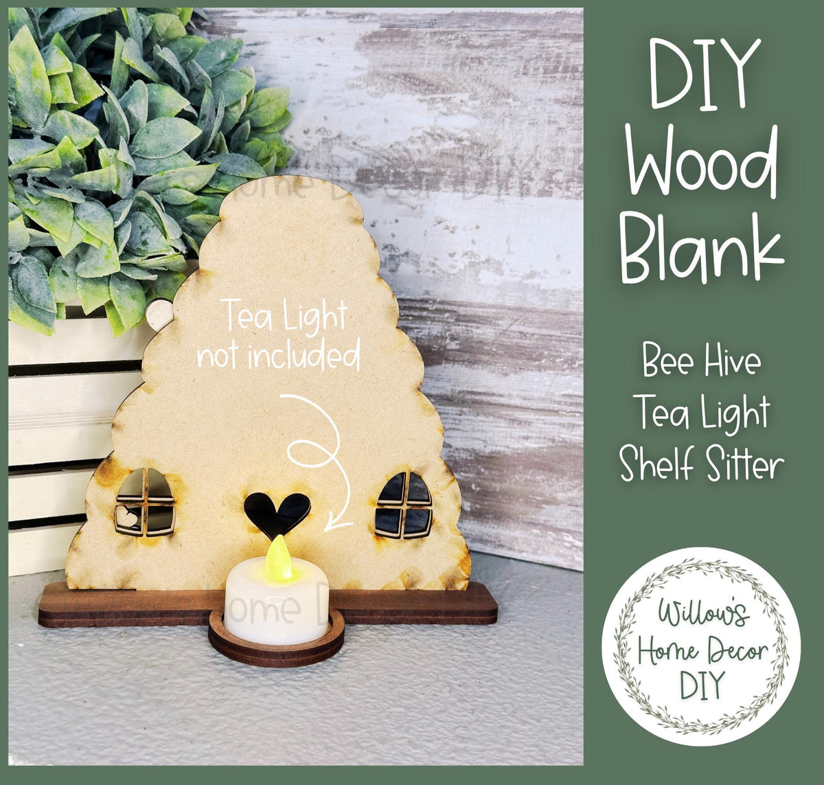 Bee Hive Shelf Sitter | DIY Wood Blank | Tea Light Votive | Spring Summer Decor | Craft Sign Kit