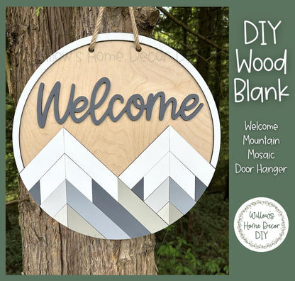 DIY Wood Blank | Welcome Mountain Door Hanger | Mosaic Porch Decor | Unfinished Craft