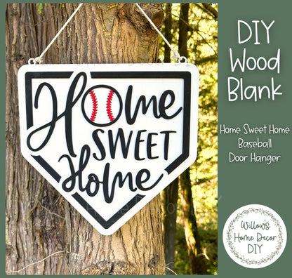 DIY Wood Blank Baseball Diamond Door Hanger | Home Sweet Home Front Porch Decor | Unfinished Craft | Entryway Sign | Paint Party Supply