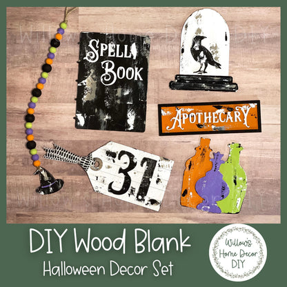 DIY Wood Blank | Halloween Tiered Tray | Apothecary Decor Set | Spell Book | Witch Mini Signs