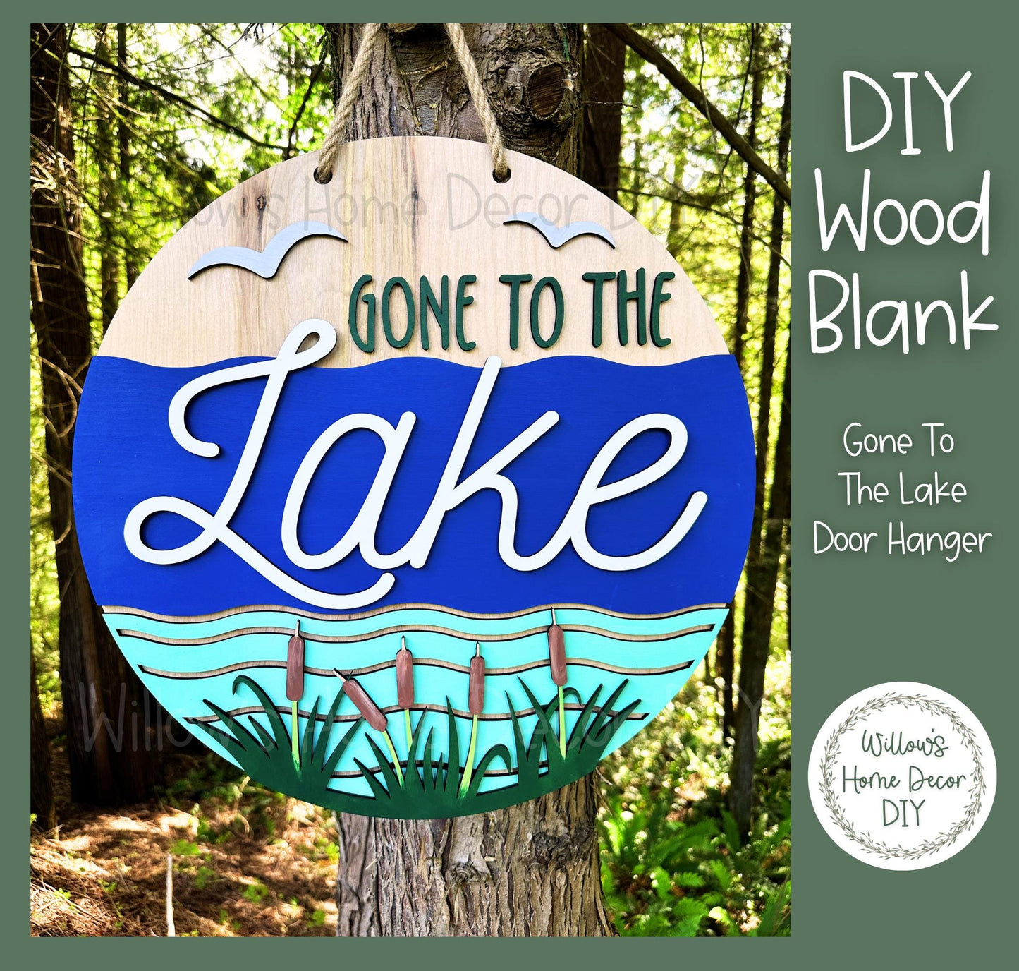 DIY Wood Blank | Gone To The Lake Door Hanger | Front Porch Decor | Unfinished Summer Craft | Entryway Sign | Paint Party Supply