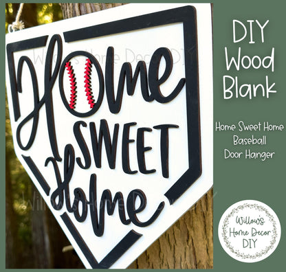 DIY Wood Blank Baseball Diamond Door Hanger | Home Sweet Home Front Porch Decor | Unfinished Craft | Entryway Sign | Paint Party Supply