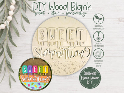 Popsicle Door Hanger Wood Blank | Unfinished Summer Craft Supply | Front Porch Decor | Paint Party | Birch Plywood Sign