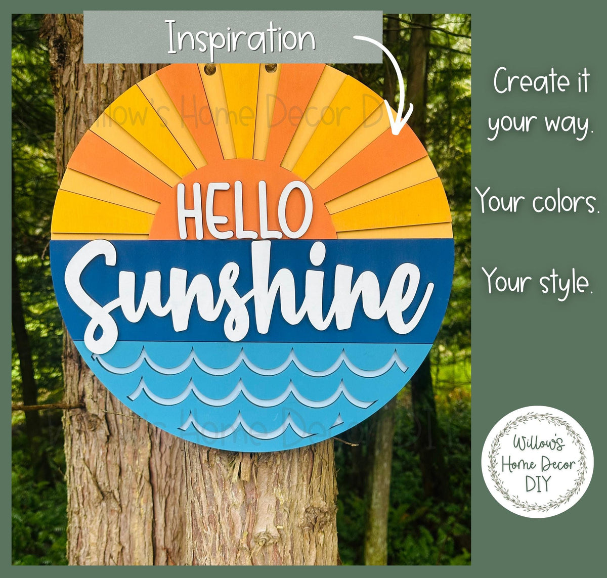 DIY Wood Blank Hello Sunshine Door Hanger | Summer Porch Decor | Craft Sign Kit