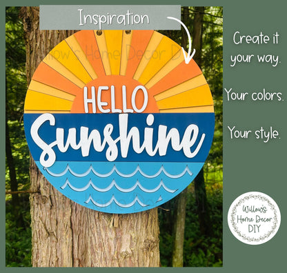 DIY Wood Blank Hello Sunshine Door Hanger | Summer Porch Decor | Craft Sign Kit