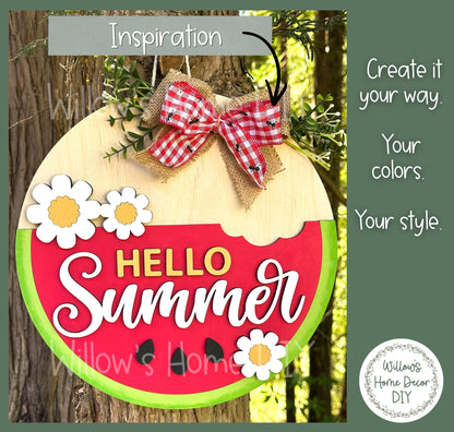 Watermelon Door Hanger Wood Blank | Unfinished Summer Craft Supply | Front Porch Decor | Paint Party | Birch Plywood Sign