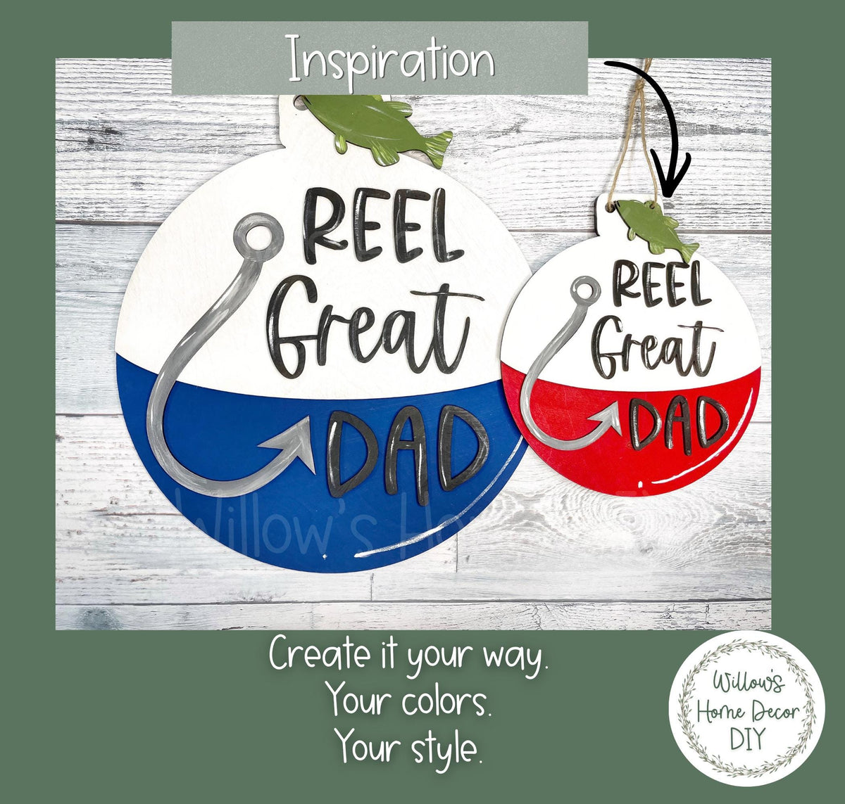Reel Great Dad Unfinished Wood Sign Blank - Laser Cut Fishing Gift for Dad - Father's Day DIY Craft Kit - Wood Blank