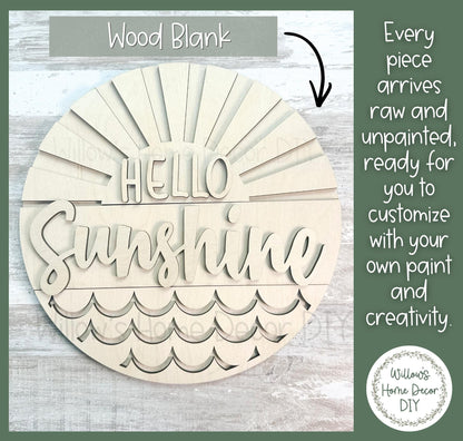 DIY Wood Blank Hello Sunshine Door Hanger | Summer Porch Decor | Craft Sign Kit