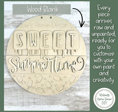 Popsicle Door Hanger Wood Blank | Unfinished Summer Craft Supply | Front Porch Decor | Paint Party | Birch Plywood Sign
