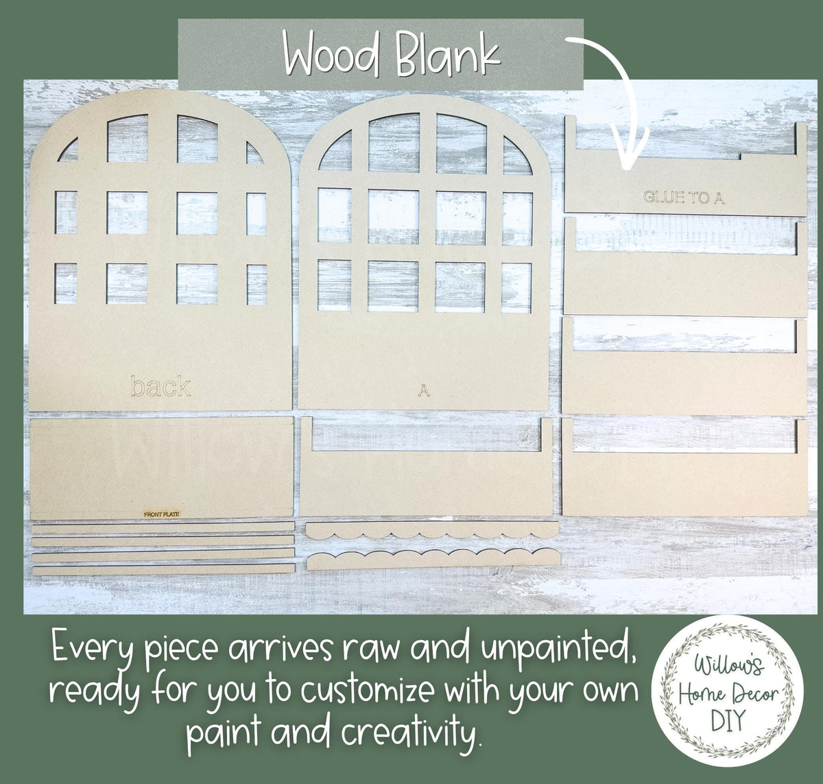 Interchangeable Window Box Wood Blank - Seasonal Mantel Decor - DIY Craft Kit - Unfinished MDF - Farmhouse Home Decor