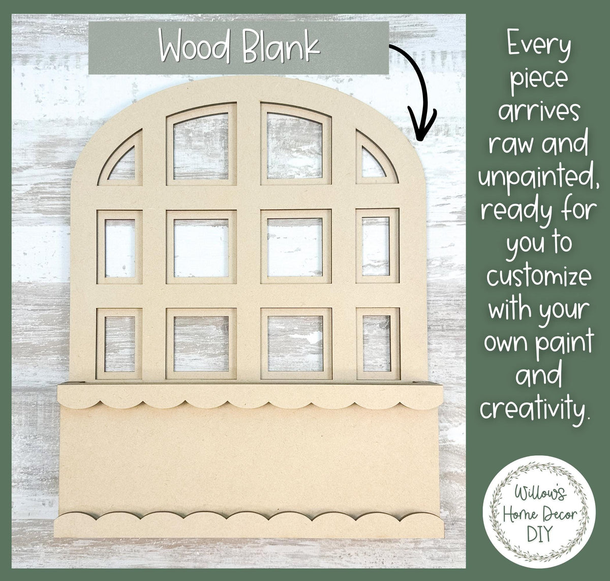 Interchangeable Window Box Wood Blank - Seasonal Mantel Decor - DIY Craft Kit - Unfinished MDF - Farmhouse Home Decor