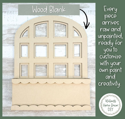 Interchangeable Window Box Wood Blank - Seasonal Mantel Decor - DIY Craft Kit - Unfinished MDF - Farmhouse Home Decor