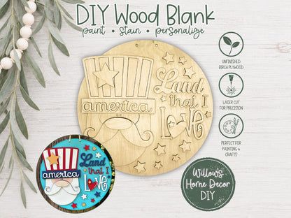 DIY Wood Blank Land That I Love Door Hanger | Patriotic 4th of July Decor | Unfinished Craft | Front Porch Sign | Paint Party Supply