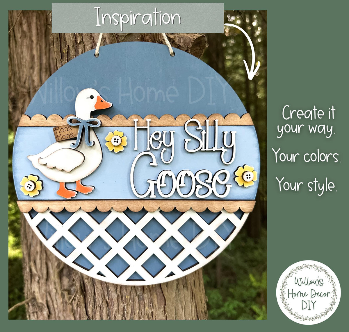 Hey Silly Goose Door Hanger Wood Blank | Unfinished Birch Plywood | Paint Party Craft | DIY Porch Sign | Grandmacore Gift