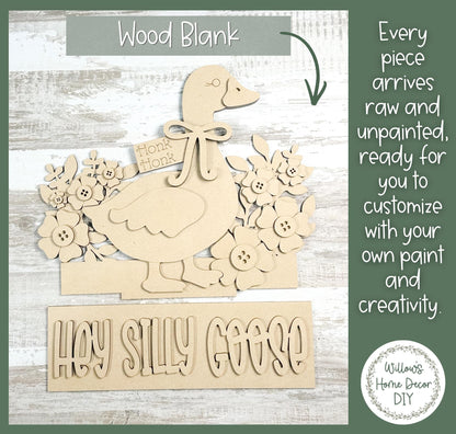 Goose Window Box Insert | Unfinished Wood Blank | Interchangeable Seasonal Decor | DIY Craft Kit | Silly Goose Home Decor