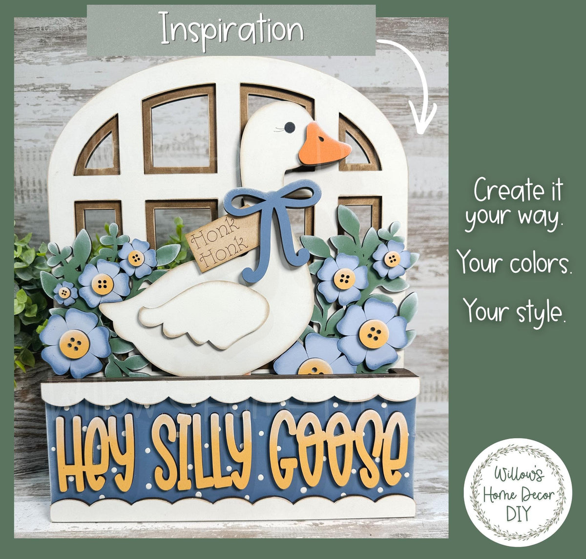 Goose Window Box Insert | Unfinished Wood Blank | Interchangeable Seasonal Decor | DIY Craft Kit | Silly Goose Home Decor