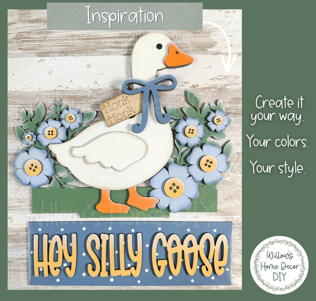 Goose Window Box Insert | Unfinished Wood Blank | Interchangeable Seasonal Decor | DIY Craft Kit | Silly Goose Home Decor