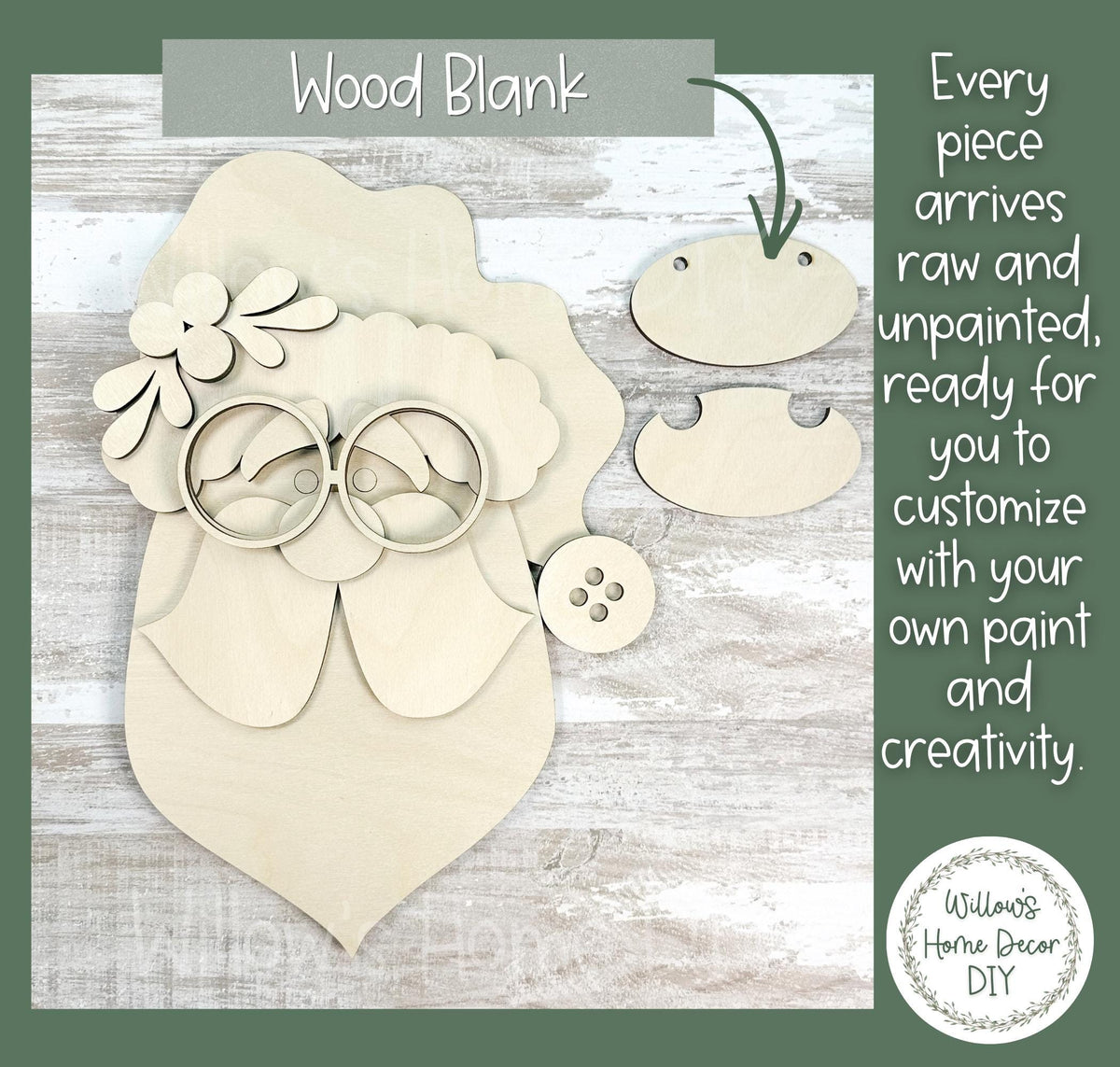 Nerdy Santa Unfinished Wood Door Hanger Blank | DIY Christmas Craft | Laser Cut Wood | Paint Party Supply | Holiday Decor Gift