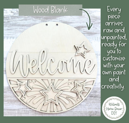 Unfinished Wood Door Hanger Blank | 4th of July Patriotic Welcome Sign | Independence Day DIY Craft Kit | Paint Party Supply