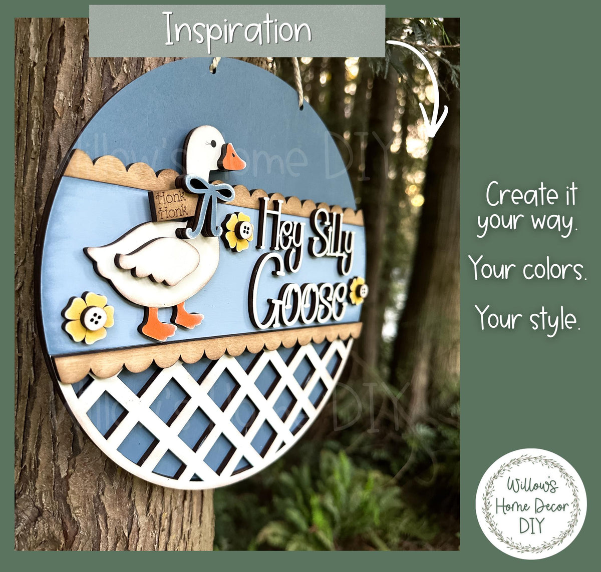 Hey Silly Goose Door Hanger Wood Blank | Unfinished Birch Plywood | Paint Party Craft | DIY Porch Sign | Grandmacore Gift