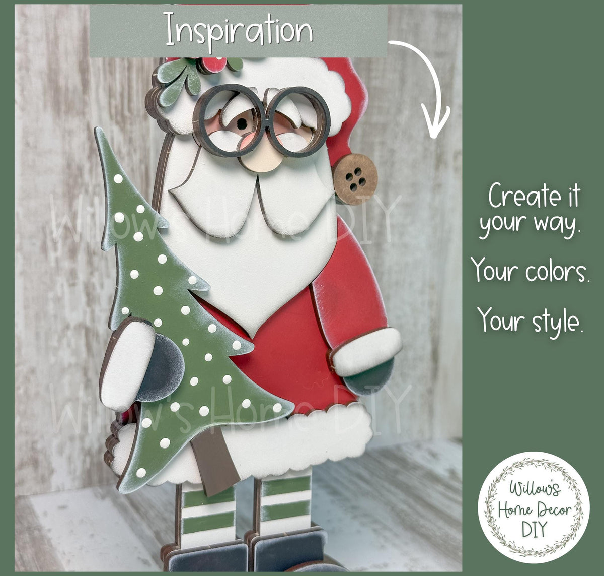 Unfinished Santa Wood Blank, Christmas Paint Party Craft Kit, DIY Shelf Sitter Sign, Holiday Craft Night Supply, Wood Cutout