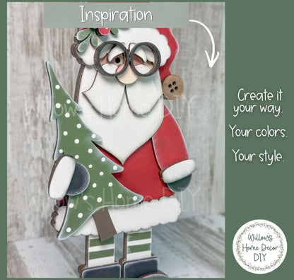 Unfinished Santa Wood Blank, Christmas Paint Party Craft Kit, DIY Shelf Sitter Sign, Holiday Craft Night Supply, Wood Cutout